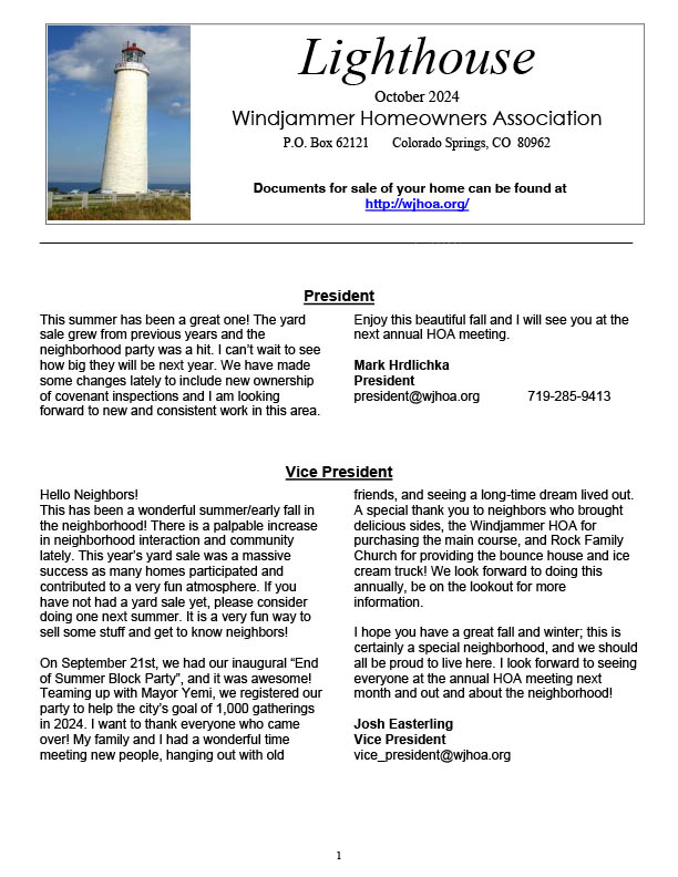 October 2024 Lighthouse